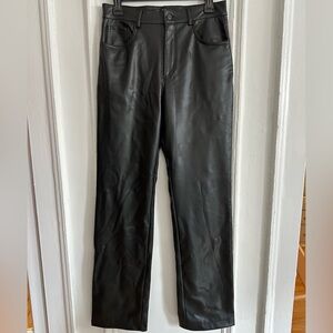 Zara Black Faux Leather Straight Leg Jeans